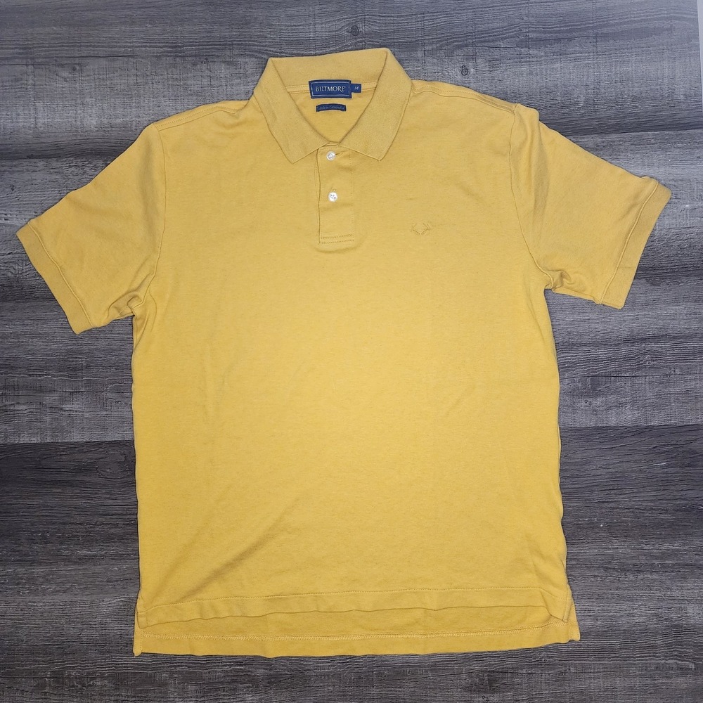 Biltmore Mens Mustard Yellow 100% Cotton Short Sleeve Polo Shirt Medium